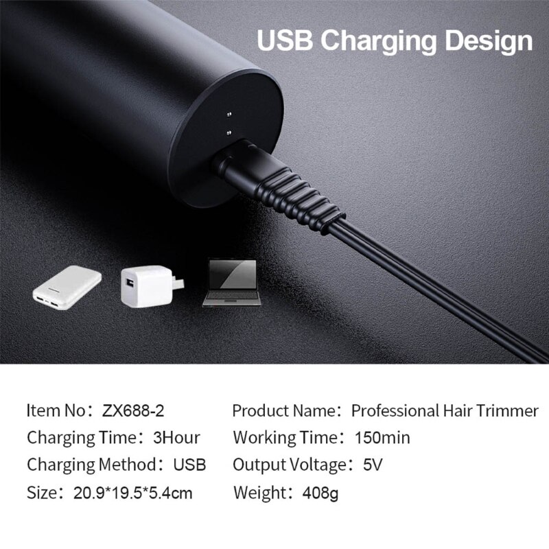 Adjustable Hair Clippers for Men with 6 Guide Combs LED Display Hair Trimmer P9YD