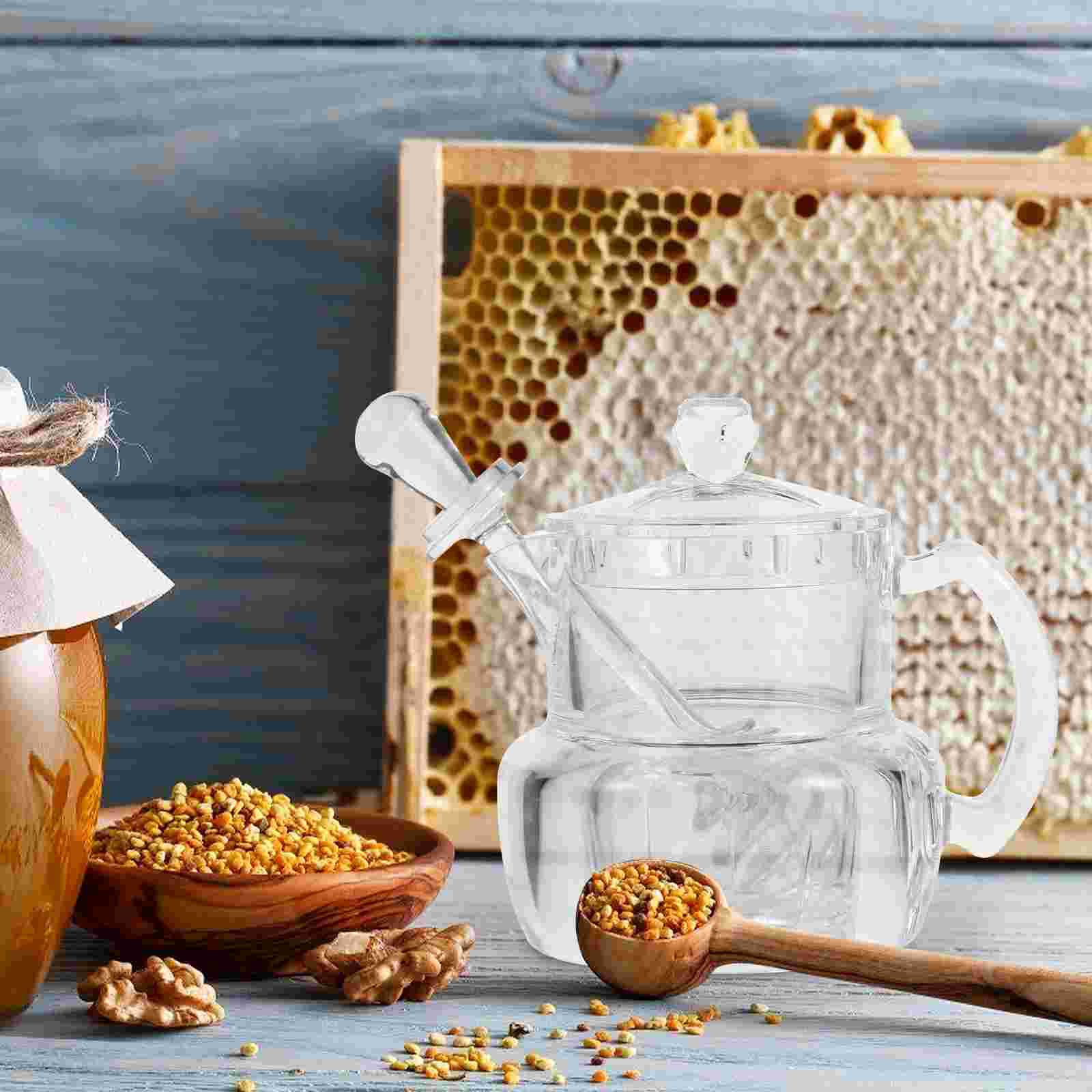 1 Set of Syrup Pot Syrup Dispenser Portable Honey Jar with Dipper