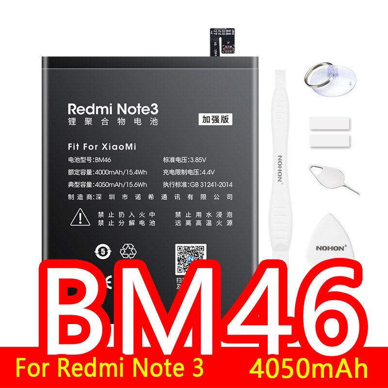 NOHON Batteria Per Xiao mi mi 5 mi 4C mi 6 mi 3 4 6X rosso mi nota 2 3 4 4X 5 BM35 BM22 BM36 BM3E BN31 BM45 BM46 BN41 BN43 BN45 Bateria: BM46