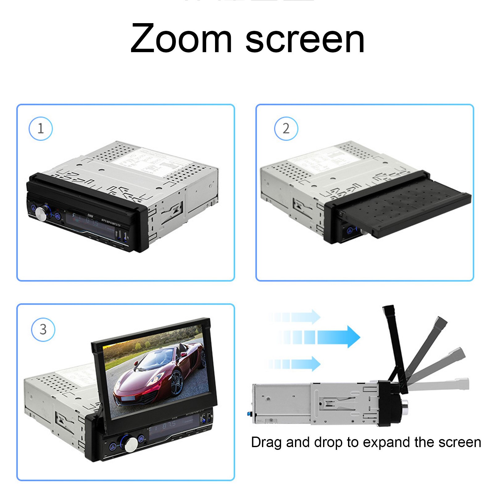 Retractable 7 Inch Car FM Radio Calling Music Audio Video Bluetooth MP5 Player