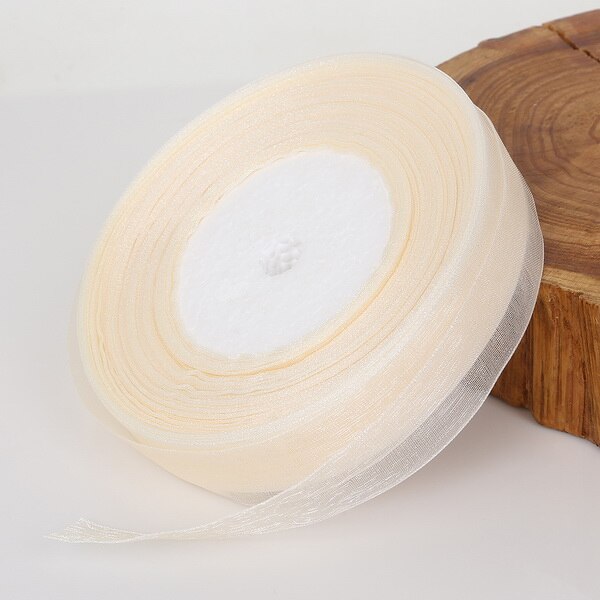Ruban Organza ivoire 15/20/25/38mm, 45 mètres (50yards), pour vêtements, tissu à coudre, bricolage, emballage , rubans de décoration de mariage, fournitures de fête: 20mm
