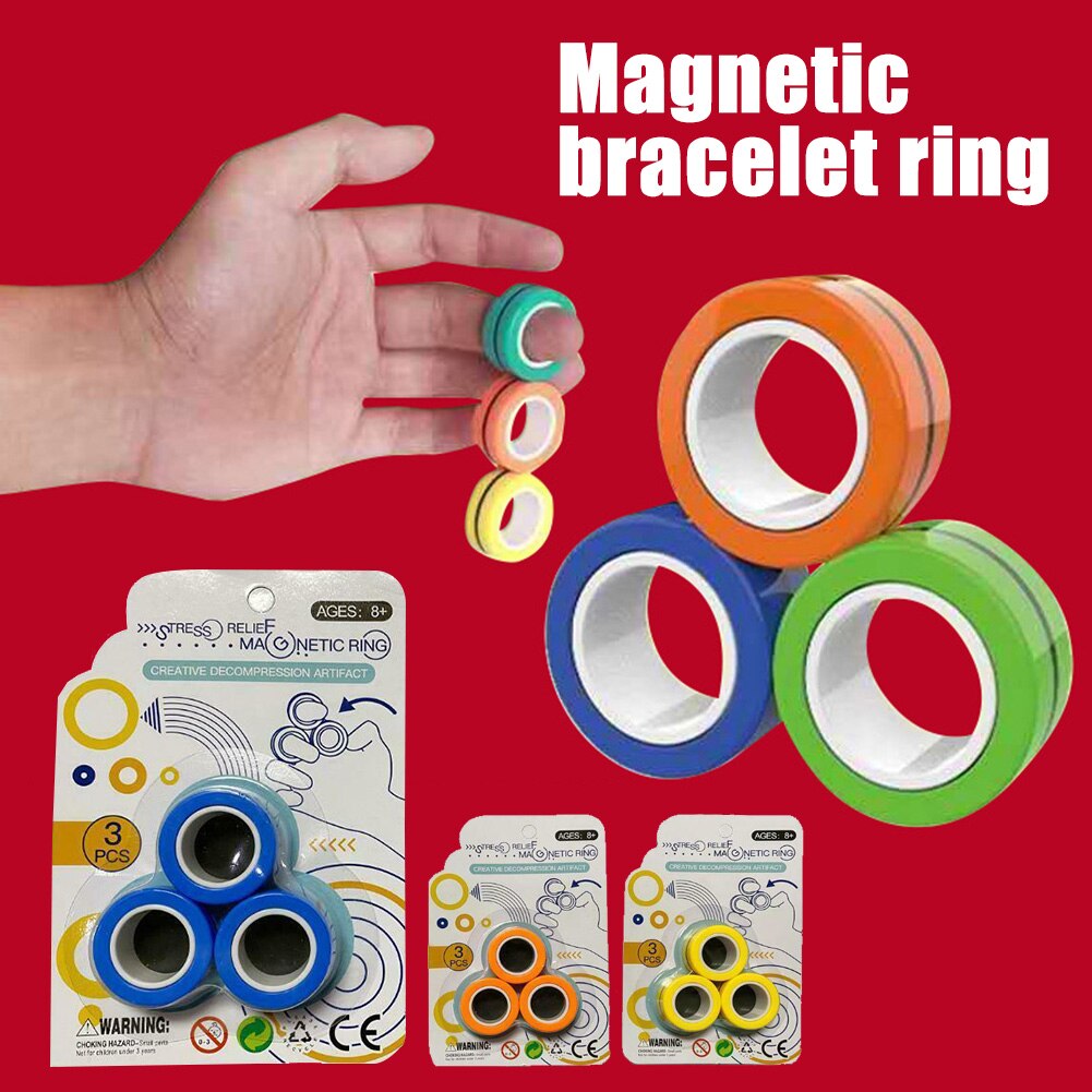 3pz Anello Magnetico Rotante Regalo Alleviare Lo fatica Puntelli Portatile Decomprimere Giocattolo roteare
