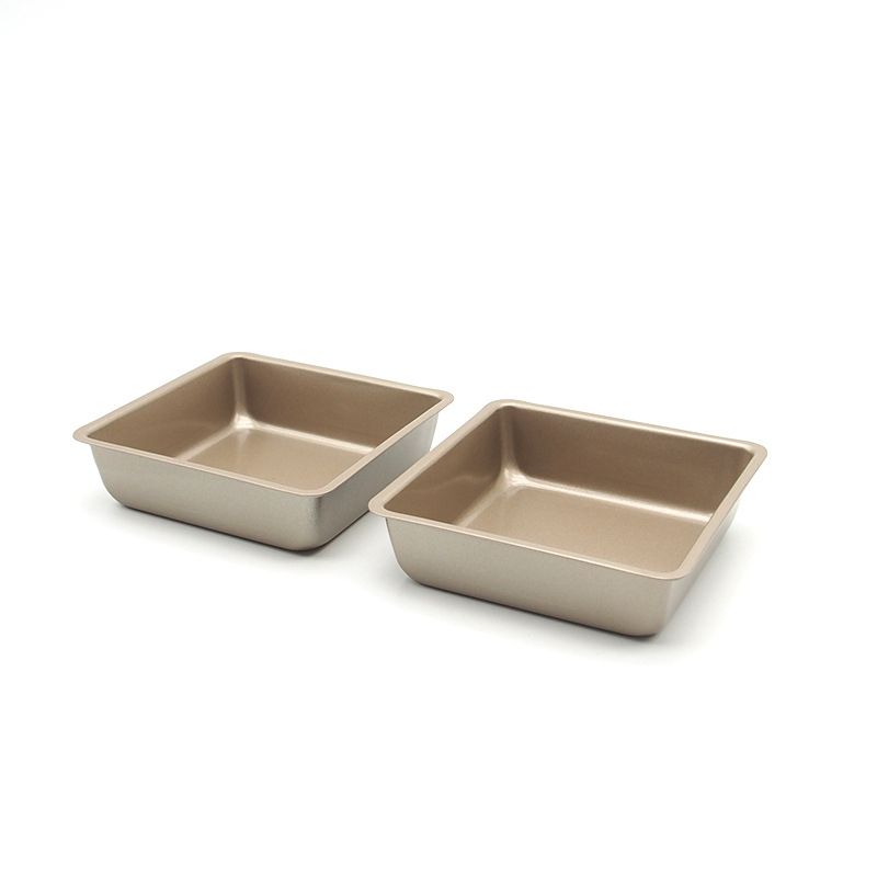 4inch Mini Premium Nonstick Coating Square Biscuit Brownie Pie Pans Bakeware Gold/Silvery High-carbon Steel Baking Pans