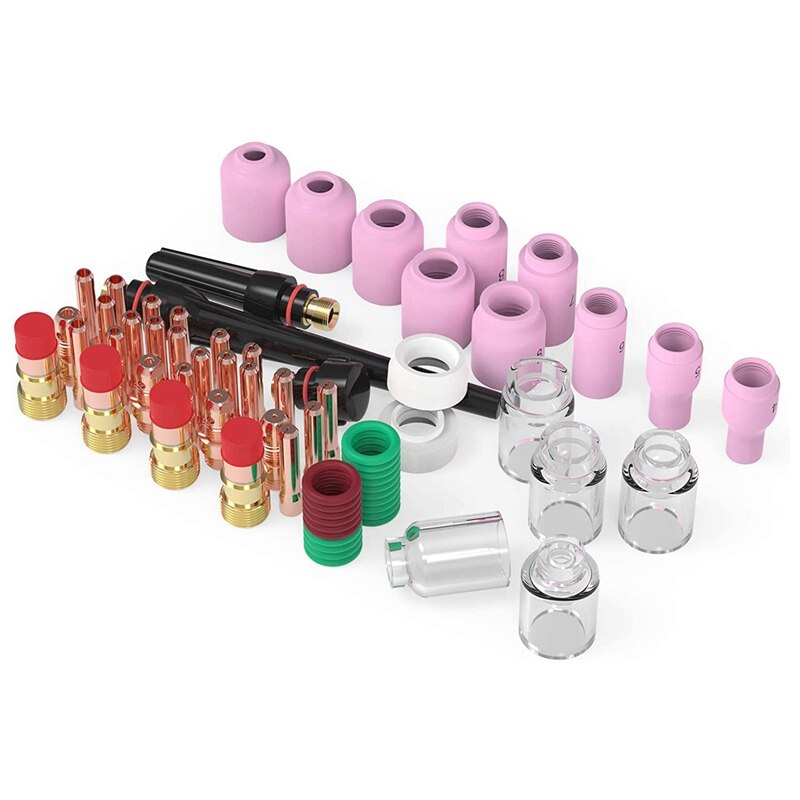 68 PCS TIG Welding Torch Stubby Gas Lens Glass Cup Kit Suitable For WP-17/18/26 Torch Accessories