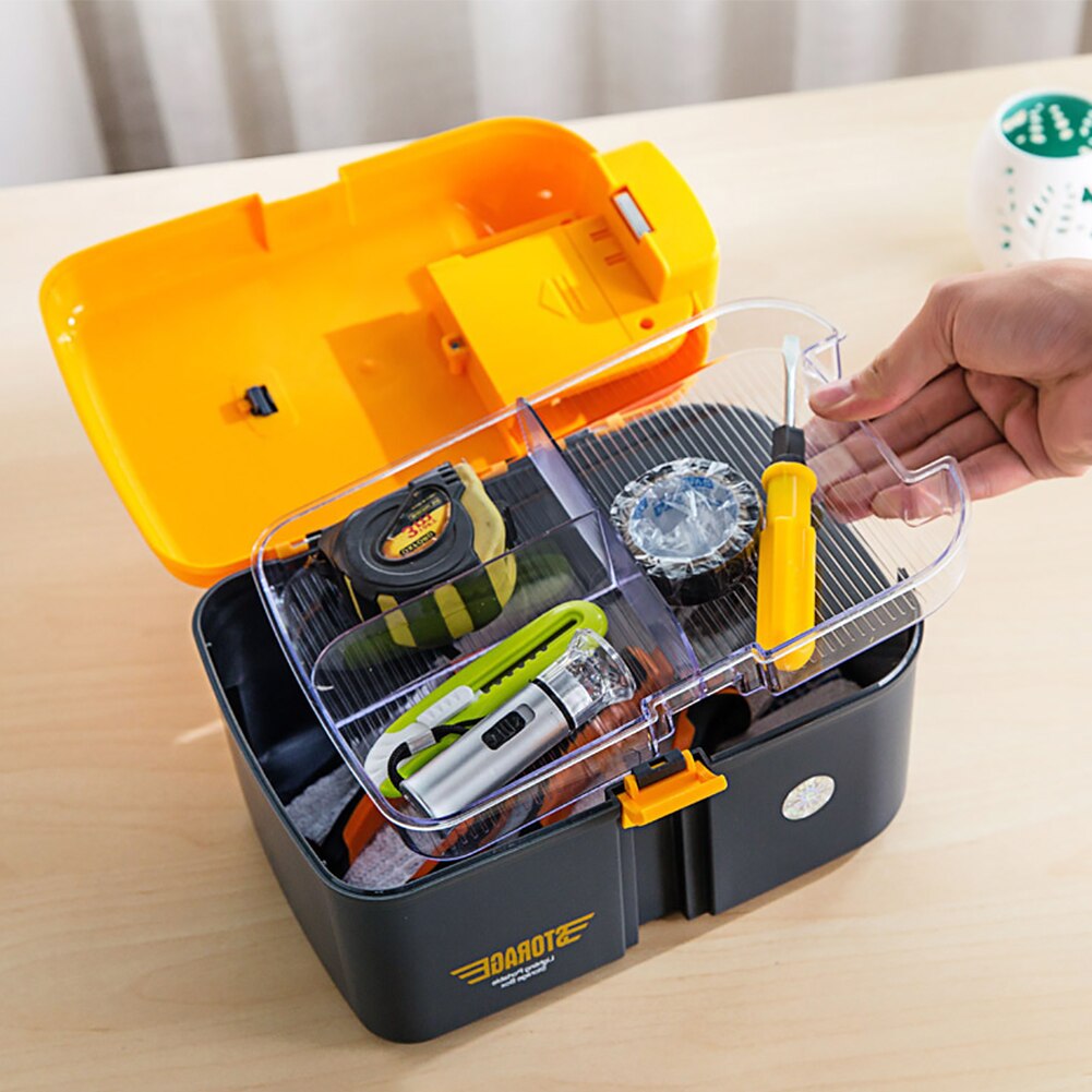 Portable Hardware Craftsman Garage Tool Box Lightweight With LED Light Repair Electrician Storage Tray Home Organizer Durable