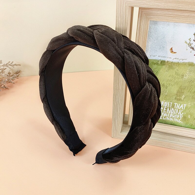 Nova moda feminina bandana larga lateral hairband cruz nó trança adulto turbante macio flanela acessórios de cabelo: as picture 6