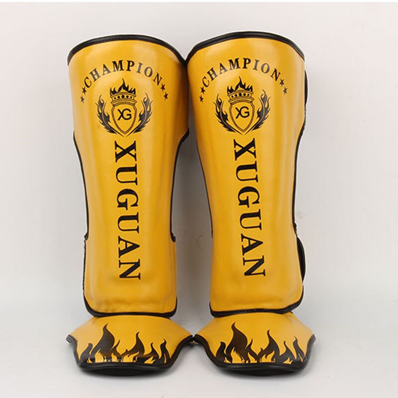 1 para MMA boks kostki wsparcie mężczyźni kobiety sprzęt Kickboxing Karate ochraniacze Sanda Muay Thai Legging: YELLOW / S