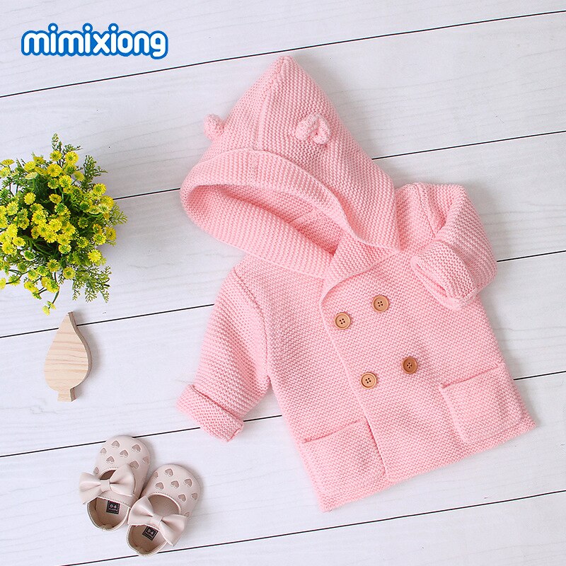 Baby Kinderen Kapmantel Trui Peuter Jongen Meisje Winter Kleding Dikke Jas Mode Windjack Kids Solid Wol Jas: Pink / 18m
