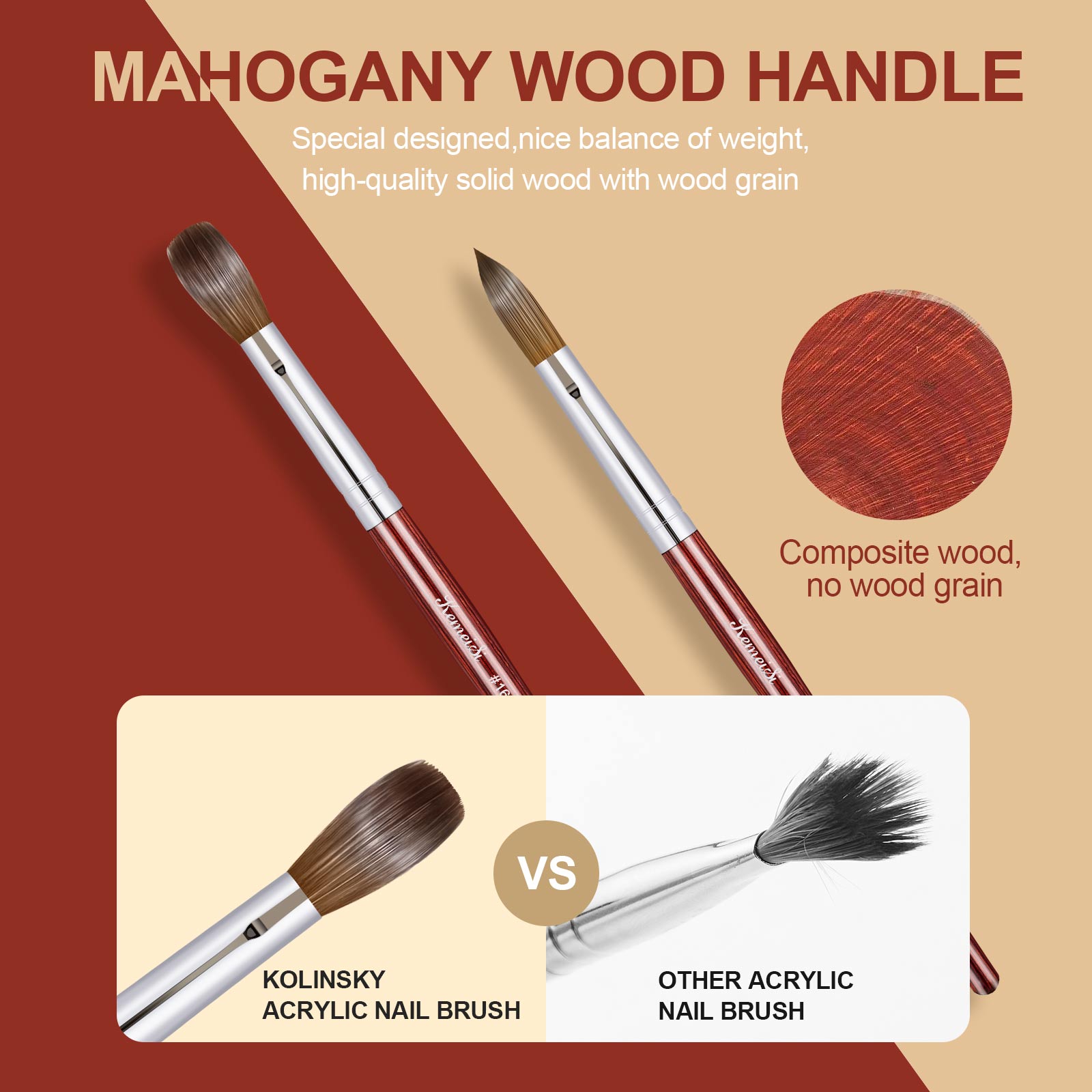 Keimeis Acryl Nagelborstel 100% Kolinsky Acryl Borstels Voor Nagels Maat 10 Ovaal Gekrompen Nagelborstels Voor Acryl Applicat