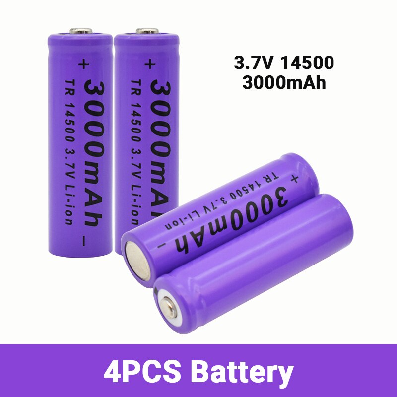 Batterie Lithium haute capacité 14500, 3.7V, 3000mah, Rechargeable, pour lampe de poche LED, jouet,: YELLOW