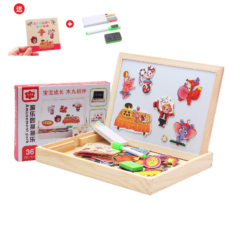 3D Wooden Magnetic Puzzle - Figures, Animals, Vehicles, Drawing Board - Educational Toy for Kids: STYLE-K