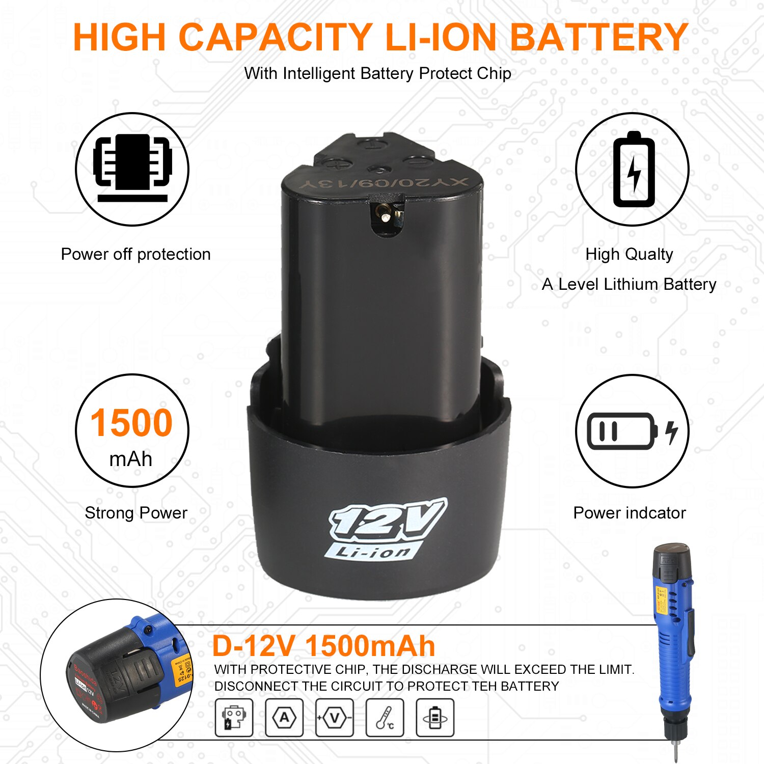 Electric Screwdriver Rechargeable 1500mAh 12V Cordless Mini Power Tool Adjustable Torques Cordless Rechargeable Screwdriver Tool