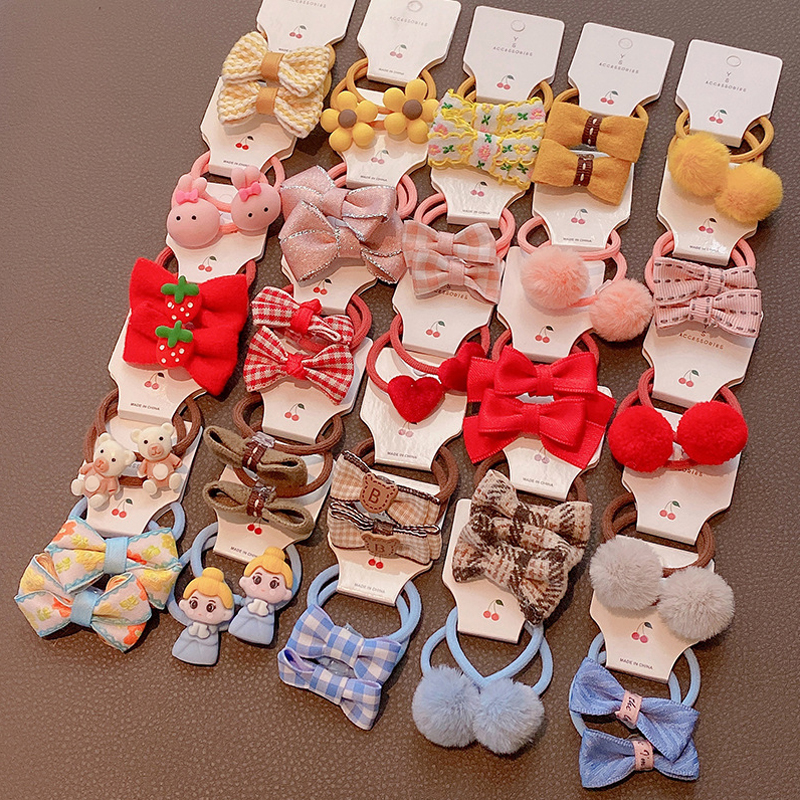 Ensemble d'élastiques à cheveux pour bébé fille, 10 pièces, bandeau en caoutchouc, couvre-chef de dessin animé, accessoires pour cheveux
