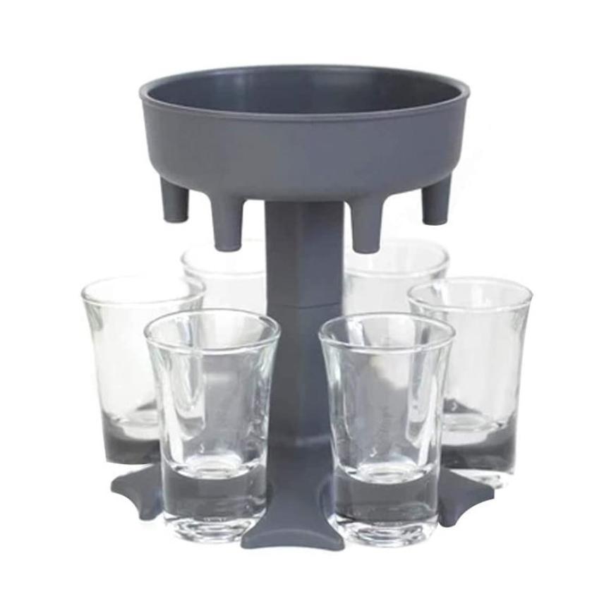 6 Glass Dispenser Caddy Alcohol Dispenser Portable Dispenser Party Bar Drinking Game Accessories Glass Dispenser: black