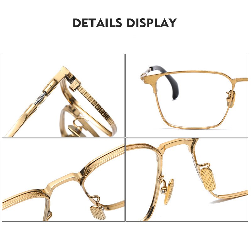 Monture de lunettes en titane pur pour hommes et femmes, monture carrée, myopie, Prescription optique, Vintage, ordinateur