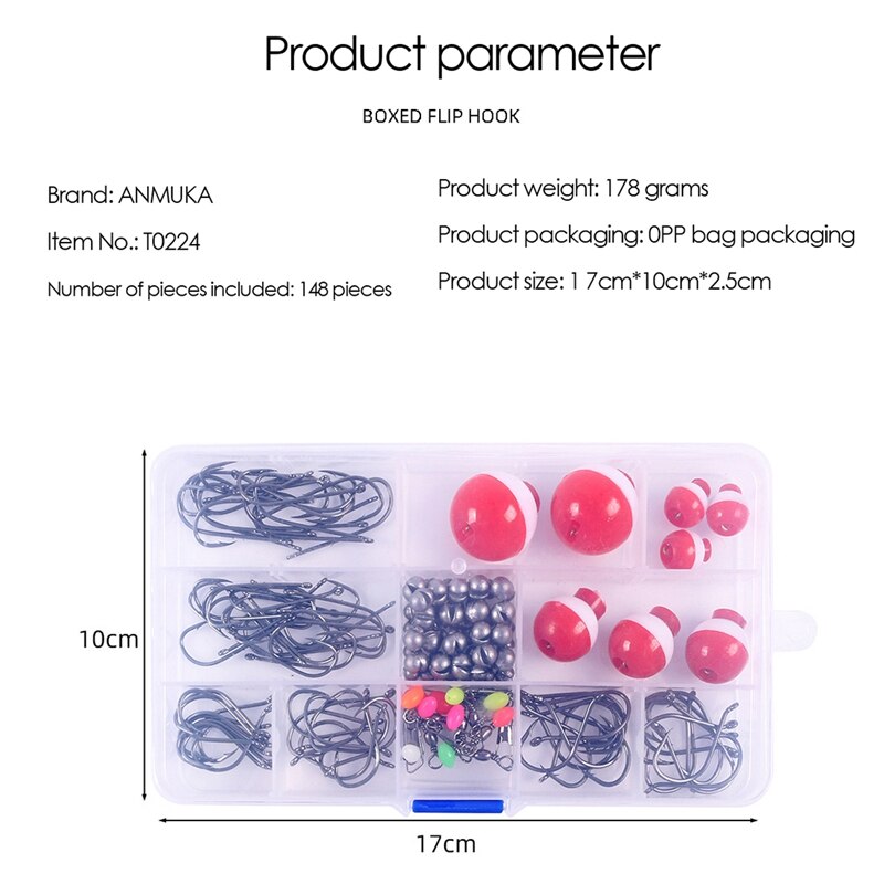 148Pcs Fishing Tackle Kit Including Weights Swivel Fishing Beads Split for Bass Trout Salmon Perch Fishing Accessories
