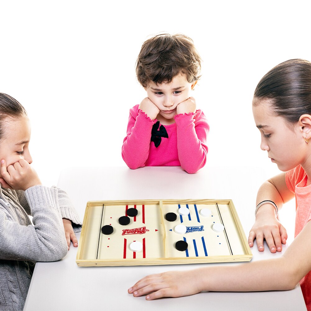 Fast Sling Puck Game Wooden Sling Hockey Board Game for Adults and Kids