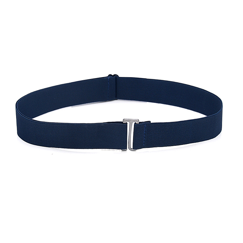 No Show-cinturón elástico Invisible para mujer, correa elástica con hebilla plana para pantalones vaqueros, banda elástica delgada,: dark blue