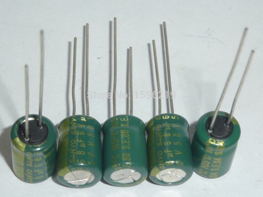 10pcs 68uF 50V SANYO 8x11.5mm Original 50V68uF Aluminum Electrolytic Capacitors