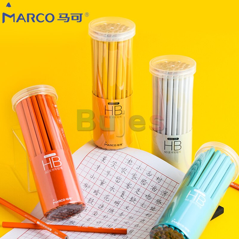 Marco Marco Pencil, Non-toxic HB Children's Brush, Kindergarten Beginners Practice Writing Pen, School Supplies Set,50 pens