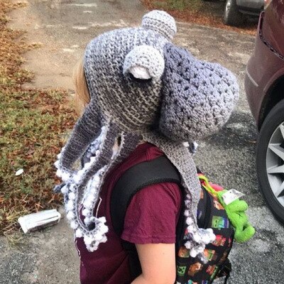 Chapeau en laine tricoté à la main, en forme de pieuvre, pour noël et Halloween: G