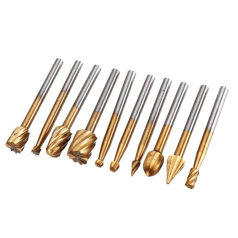 20pcs Rotary File Cutter Titanium Dremel Routing Metal Wood Rotary Milling Rotary File Cutter Woodworking Carving Cutter Tools