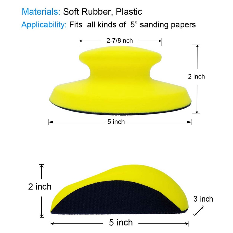 -2 Pack 5 Inch Hand Schuren Blokken Ronde En Muis-Vormige Voor 5 Inch Klittenband schijven Perfect Voor Houten Meubelen Restorati