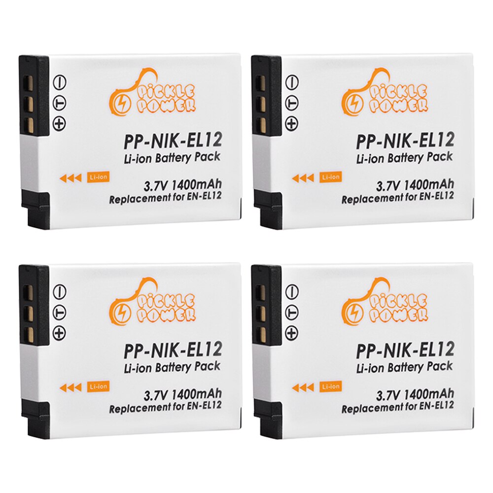 EN-EL12 EN EL12 Battery Charger Kits for Nikon CoolPix S610c S1000pj S6200 S6300 S9400 S9500 S9200 S9700 S9900 AW120 AW110 S70.: 4 Battery