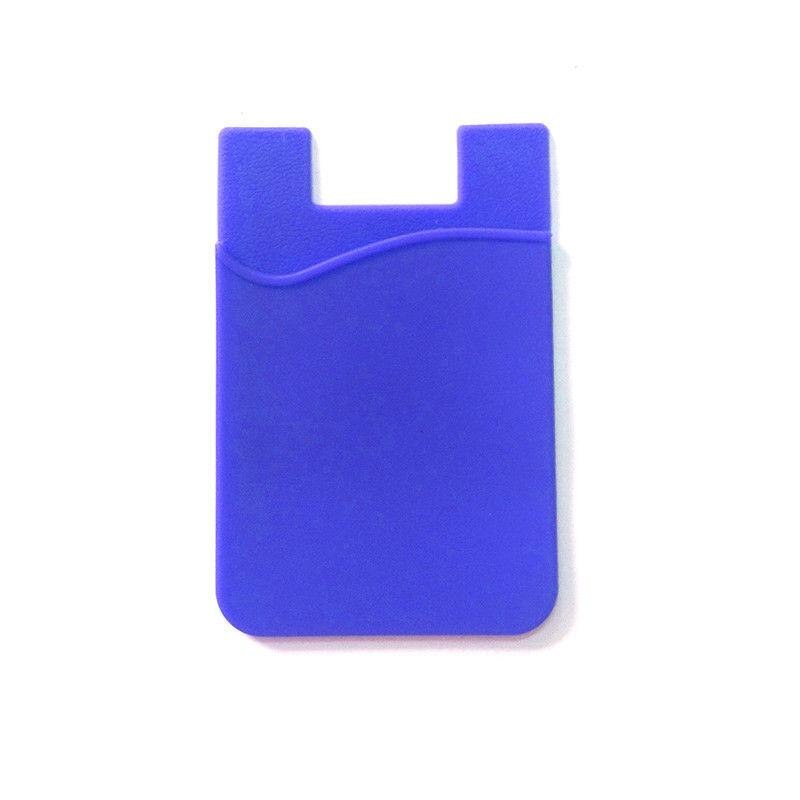 Dubbele Zak Elastische Stretch Siliconen Mobiele Telefoon Id Credit Kaarthouder Sticker Universal Wallet Case Card Houder Voor Telefoon: Blue
