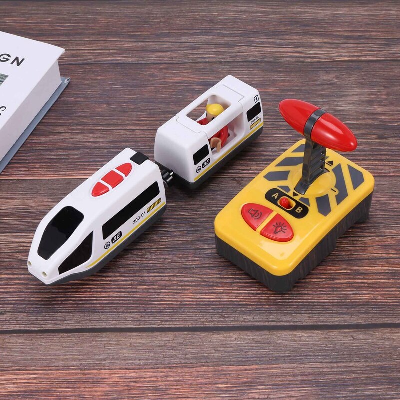 2x remote control electric trains compatible with wooden train track toys