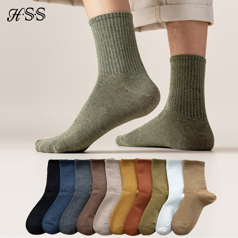 5/10 paires 95% coton peigné chaussettes hommes robe d'affaires chaussettes longues doux respirant printemps été chaussette colorée pour homme 5 paires/lot