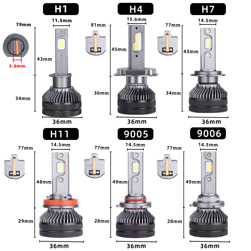 DAWNKNIGHT K5C 4300K 110W H7 H4 lámpara Led doble tubo de cobre 3000K luces Led para coche H1 H11 HB3 9005 HB4 9006 bombilla de faro Led
