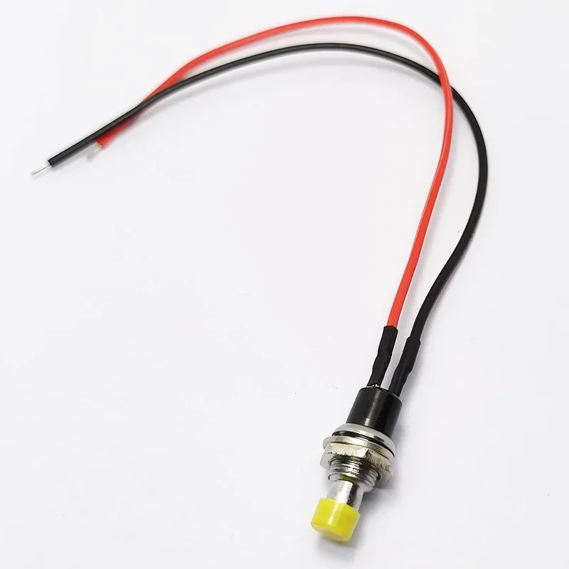 5Pcs Round PBS-110 Button Power Switch ON OFF 7mm Momentary Self-resetting Push Button Switch with 20cm Wire: Gold