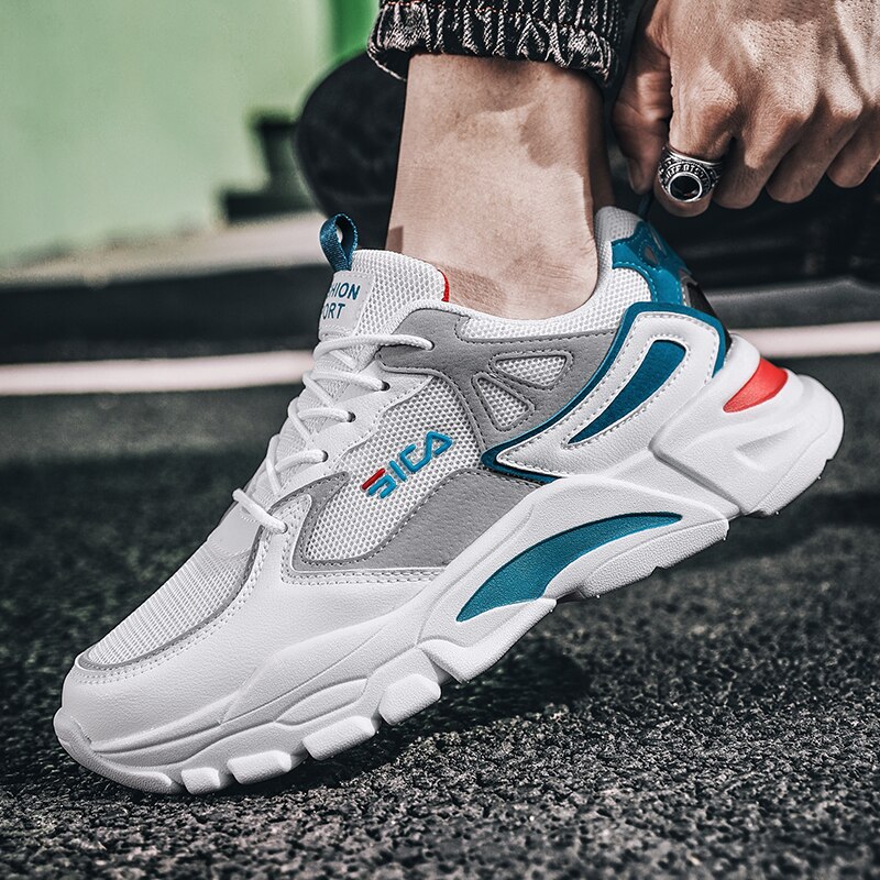 Tênis masculino sapatos de tênis de ar almofada rendas até sapatos de desporto respirável tênis de malha branco tenis femininohombre formadores sapatos esportivos