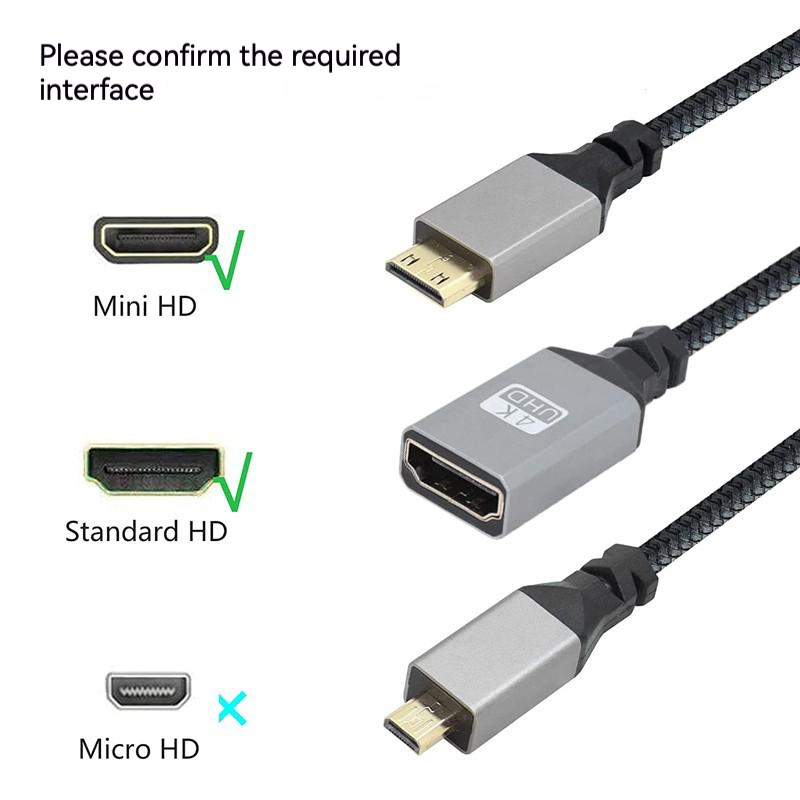 Mini hdmi till hdmi adapterkabel 4k @ 60hz hdmi 2.0 18 gbps 3d hane till hona-konverterare för bärbar dator stationär dator till hdtv projektor kamera