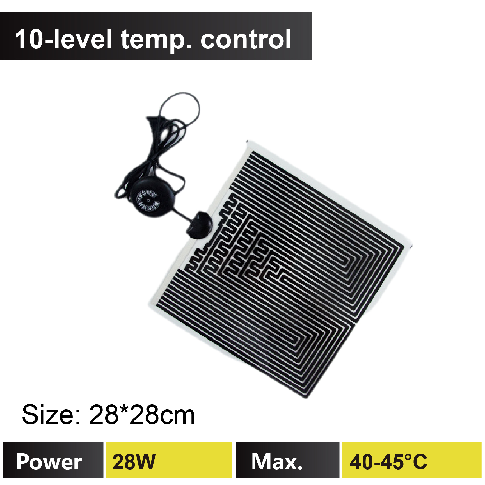Reptile Heating Pad 5-78W 3-Level Adjustable Heat Mat for Gecko Turtle Frog Spider Terrarium Waterproof Under Tank Heater