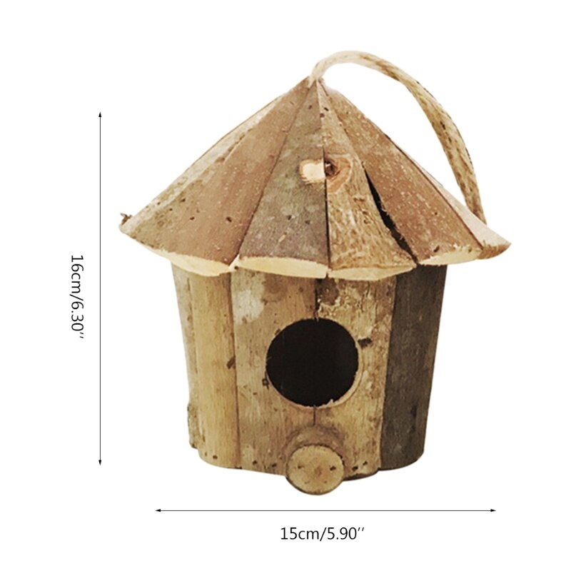 Outside Wooden Bird House Ventilation Hanging Bird Nest Shelter Habitat for Small Bird Chickadees Sparrows