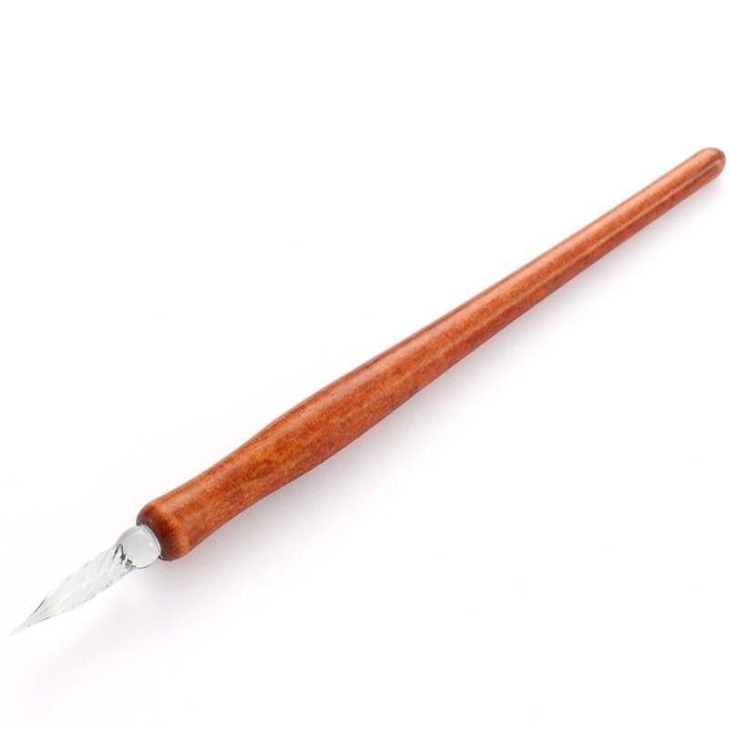 Houten Kalligrafie Dip Pen Engels Kalligrafie Pen Koperplaat Script Schuine Dip Pen Houder Met Glas Penpunten Accessoires