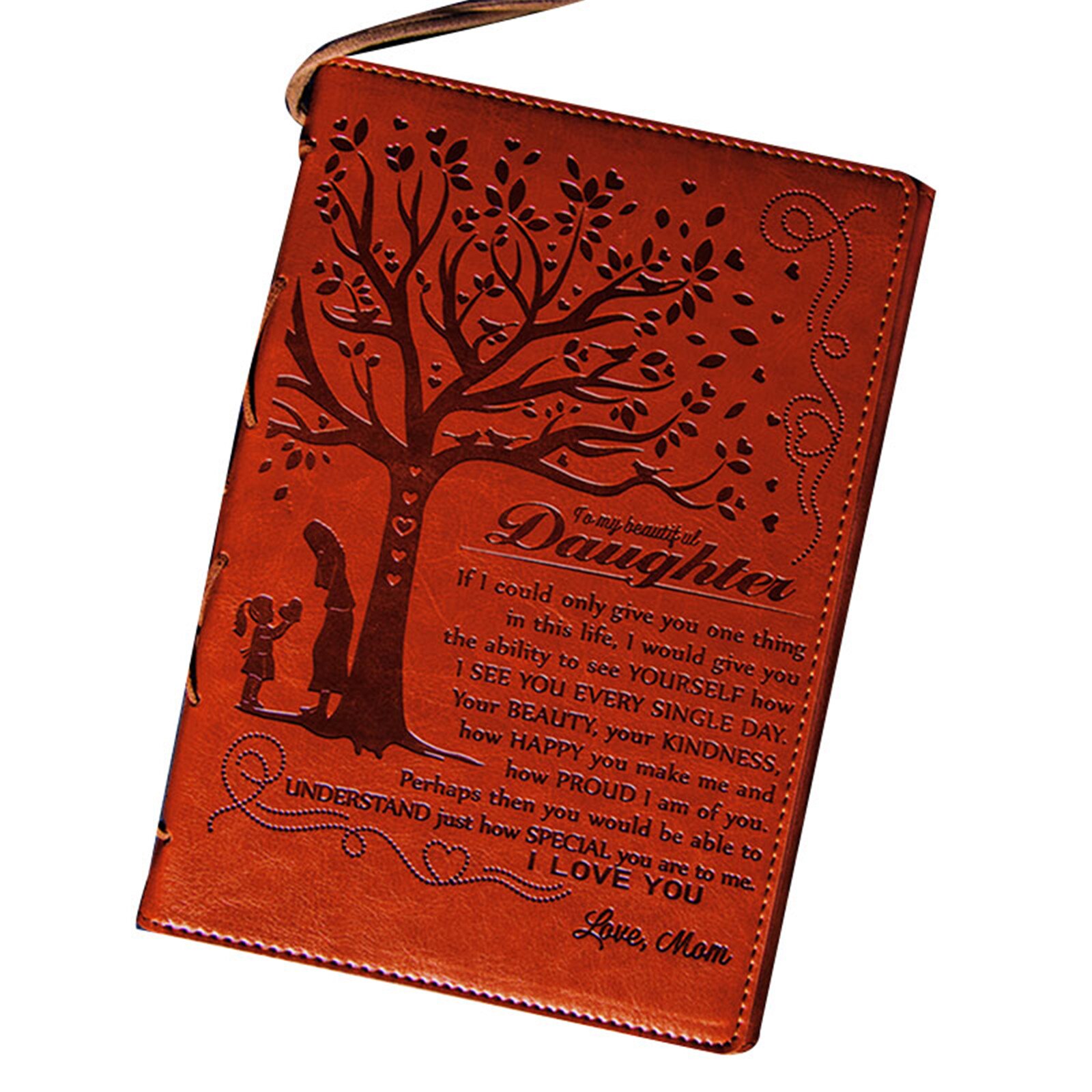 A mi hija de mamá/papá, diario de cuero grabado, cuaderno con marcapáginas, libro de diario de negocios de viaje, , suministros de papelería