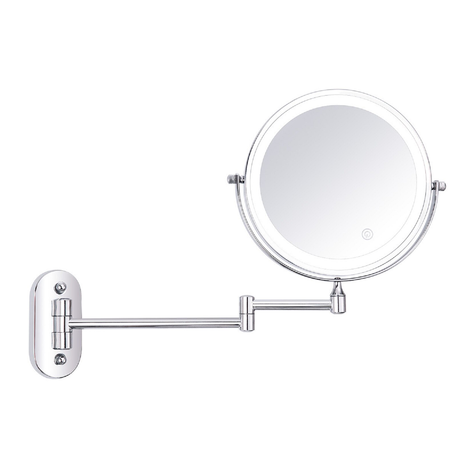 LED Wall Mounted 360° Swivel Mirror with 3 Lights and 1X 10X Magnification QW: Default Title