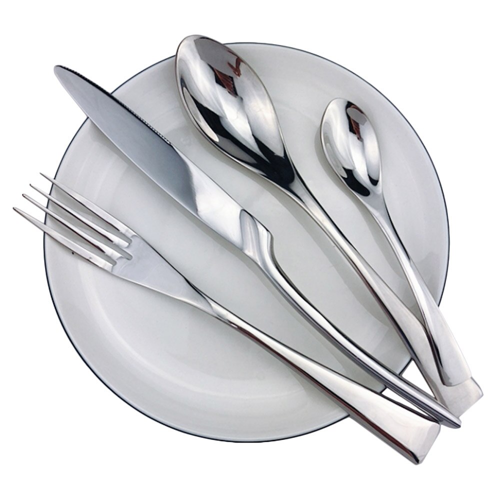 Set  of 4 lyxiga glänsande spegel champagne kniv gaffel sked bestick servis set 304 rostfritt stål bestick silver set