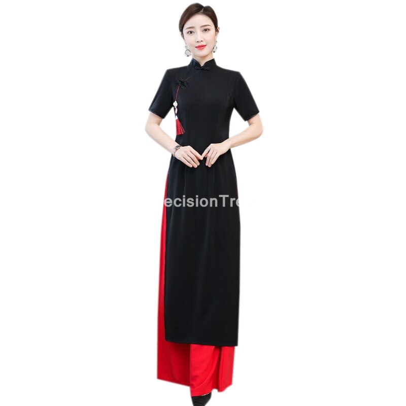 Ensemble robe et pantalon chinois traditionnel aodai, cheongsam, tenue de soirée moderne et élégante, vietnam,