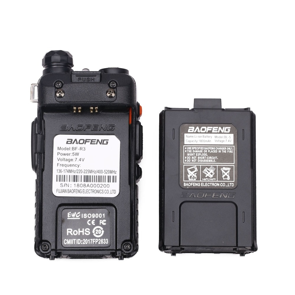 BaoFeng BF-R3 talkie-walkie Tri-bande 136-174 Mhz 220-260 Mhz/400-520 Mhz + 2 antennes Amatuer la Radio portative de jambon de uv-5r