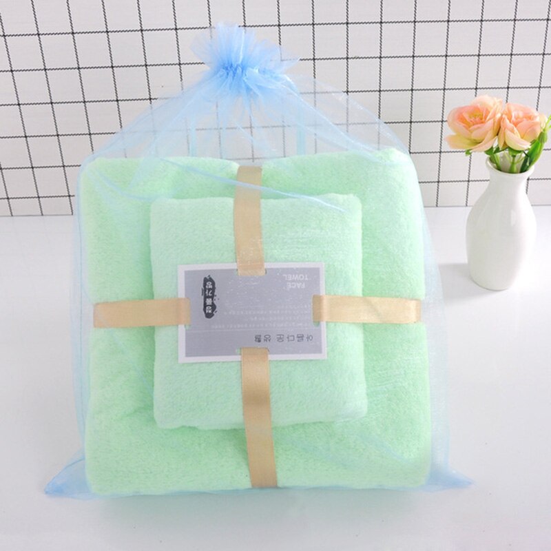 Luxe Coral Fleece Badhanddoek Set Super Absorberende Sneldrogende Microfiber Handdoeken Voor Volwassen Strand Badstof Handdoeken Voor Badkamer 2 stuks: Green