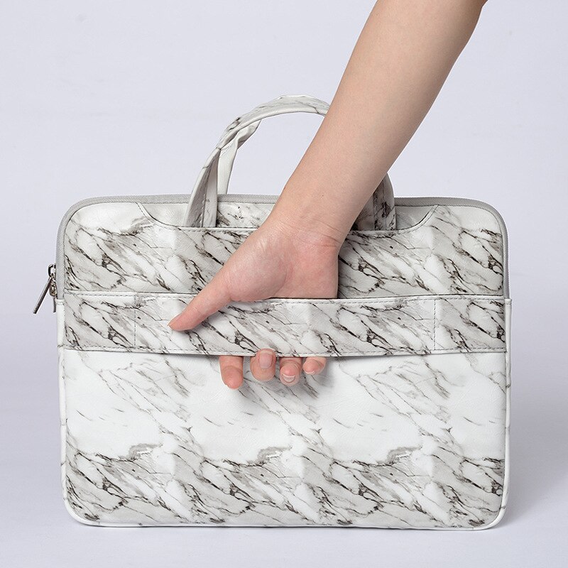 Marmer PU Laptoptas Mouw 15.6 15 14 13.3 11 inch voor Macbook Air 13 Casual Draagbare Notebook Tas voor xiaomi Dell Pouch Case