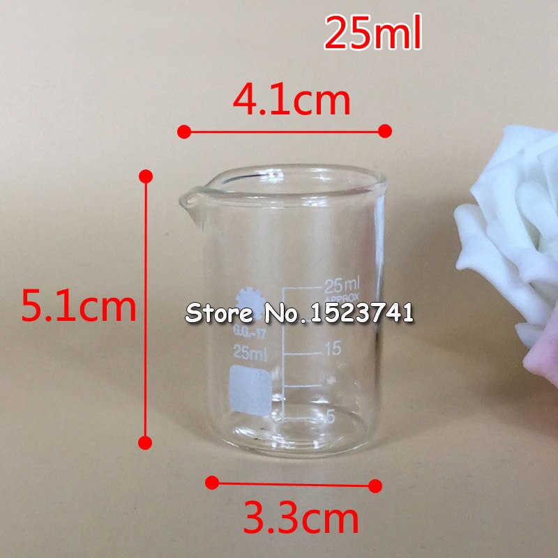 Capacity 5ml-300ml Low Form Beaker Measuring Glass Chemistry Lab Borosilicate Glass Transparent Beaker