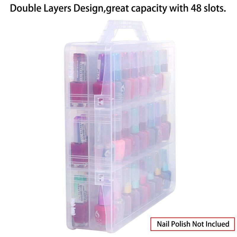 Nagellak Organizer Houder, Draagbare Universele Clear Double Side Organizer En Draad Opslag Case Voor 48 Flessen Verstelbare Di