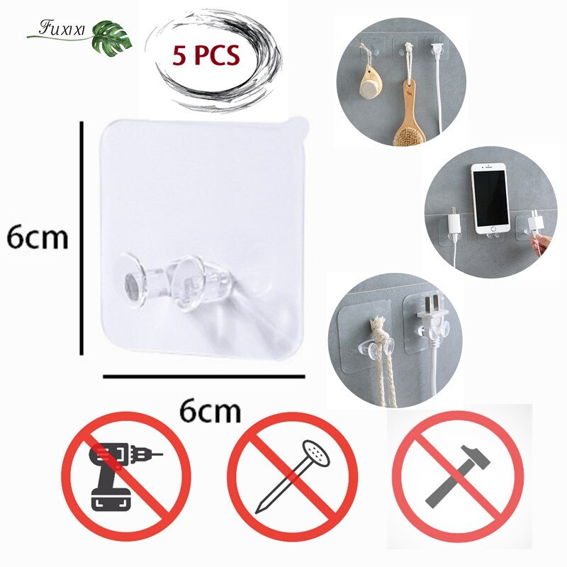 Herramientas de cocina gancho de almacenamiento de pared enchufe soporte pared adhesivo ganchos gancho de enchufe para cocina Gadgets accesorios de baño: B  5 pcs