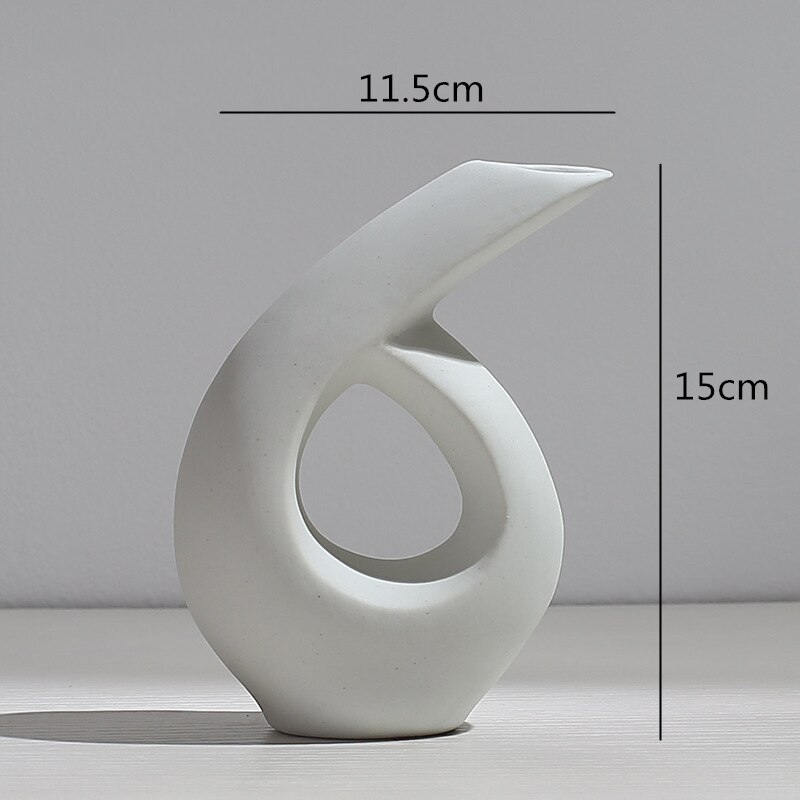 Vase en céramique abstraite, Arrangement de fleurs, artisanat hydroponique, ornements, accessoires de décoration de maison moderne, Vases blancs, décor: G