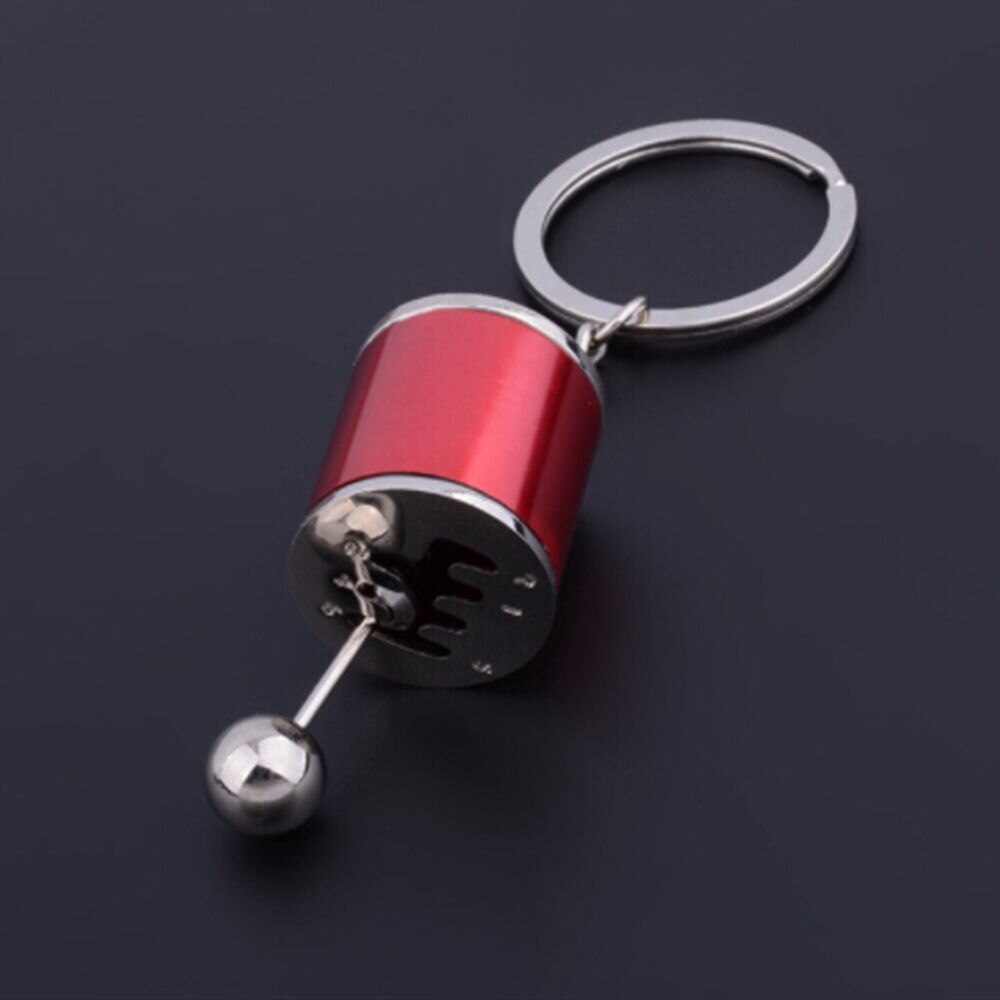 Bil nøglering ring trinket 6- trins gear gear monteringshåndtag nøglering skifte racing tuning mini model biltilbehør: Rød